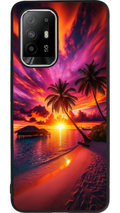 OPPO F19 Pro+ Case Hülle - Silikon schwarz Malediven Abenddämmerung Glückseligkeit