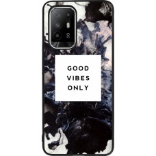 Coque OPPO F19 Pro+ - Silicone rigide noir Marble Good Vibes Only