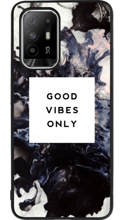 OPPO F19 Pro+ Case Hülle - Silikon schwarz Marble Good Vibes Only