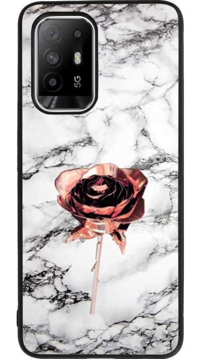 OPPO F19 Pro+ Case Hülle - Silikon schwarz Marble Rose Gold