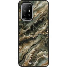 Coque OPPO F19 Pro+ - Silicone rigide noir Marbre Olive