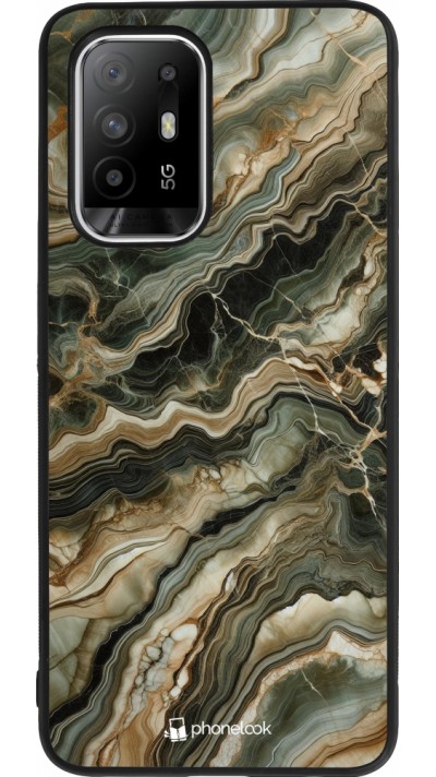 Coque OPPO F19 Pro+ - Silicone rigide noir Marbre Olive