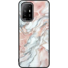 Coque OPPO F19 Pro+ - Silicone rigide noir Marbre Rose Lumineux
