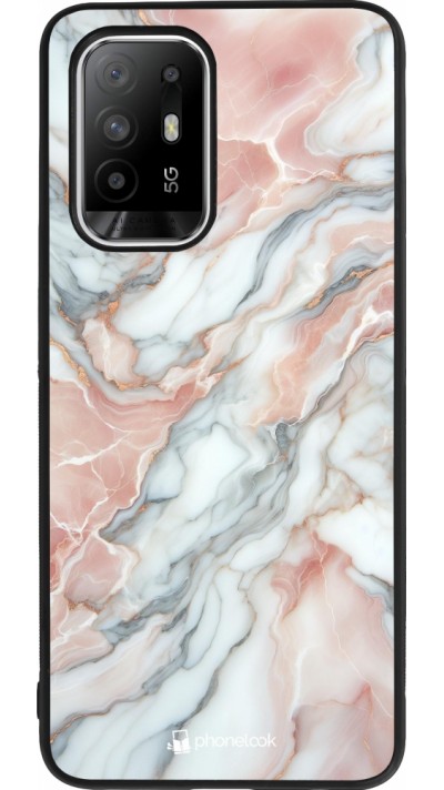 OPPO F19 Pro+ Case Hülle - Silikon schwarz Rosa Leuchtender Marmor