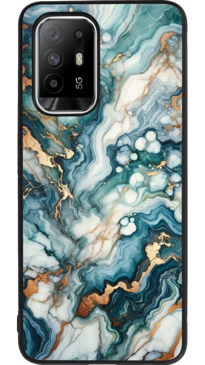 Coque OPPO F19 Pro+ - Silicone rigide noir Marbre Vert Bleu Doré