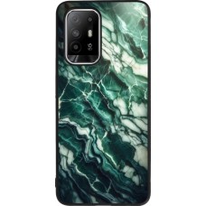 Coque OPPO F19 Pro+ - Silicone rigide noir Marbre vert majestueux