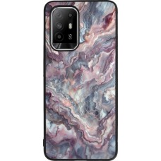 Coque OPPO F19 Pro+ - Silicone rigide noir Marbre violette argentée