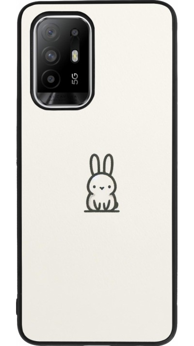 Coque OPPO F19 Pro+ - Silicone rigide noir Minimal bunny cutie