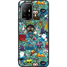OPPO F19 Pro+ Case Hülle - Silikon schwarz Mixed Cartoons Turquoise