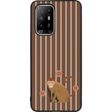 Coque OPPO F19 Pro+ - Silicone rigide noir Monkey with stripes