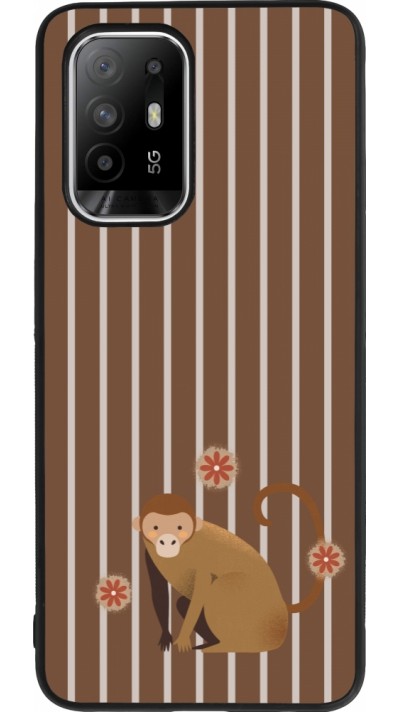 Coque OPPO F19 Pro+ - Silicone rigide noir Monkey with stripes