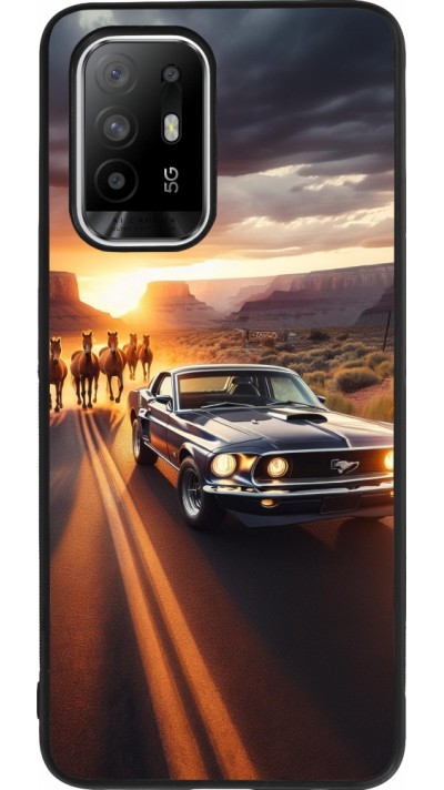 Coque OPPO F19 Pro+ - Silicone rigide noir Mustang 69 Grand Canyon
