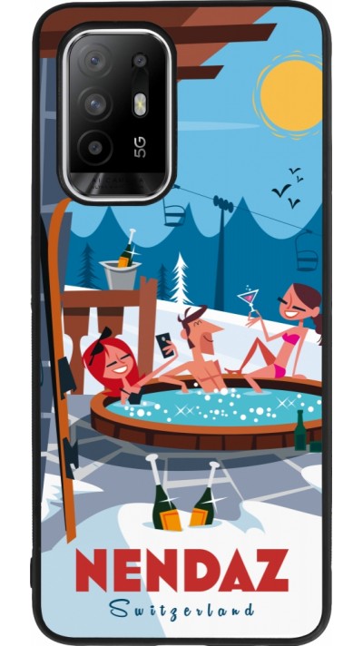 Coque OPPO F19 Pro+ - Silicone rigide noir Nendaz Mountain Jacuzzi