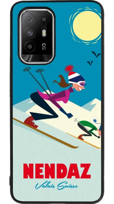 Coque OPPO F19 Pro+ - Silicone rigide noir Nendaz Ski Downhill