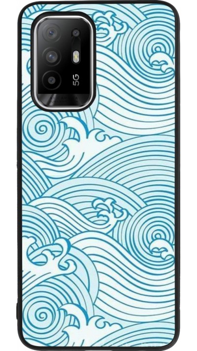 Coque OPPO F19 Pro+ - Silicone rigide noir Ocean Waves
