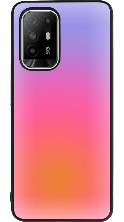 Coque OPPO F19 Pro+ - Silicone rigide noir Orange Pink Blue Gradient