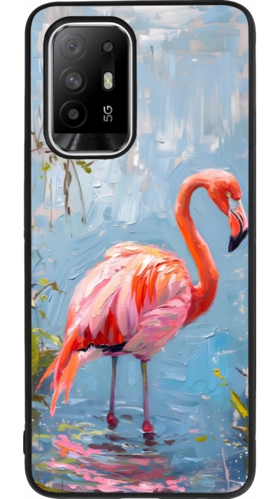 Coque OPPO F19 Pro+ - Silicone rigide noir Paint Flamingo