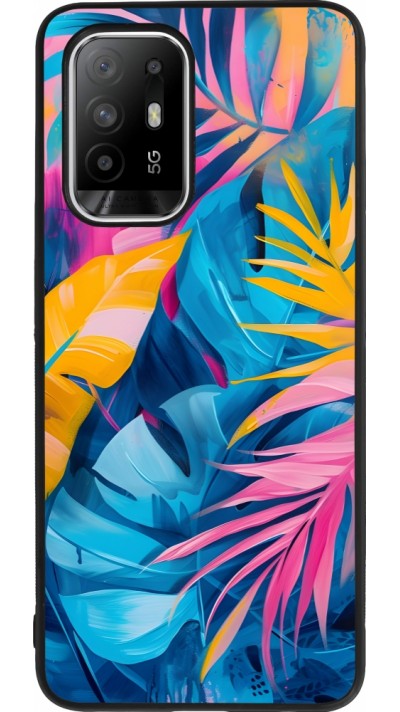Coque OPPO F19 Pro+ - Silicone rigide noir Palms Blue