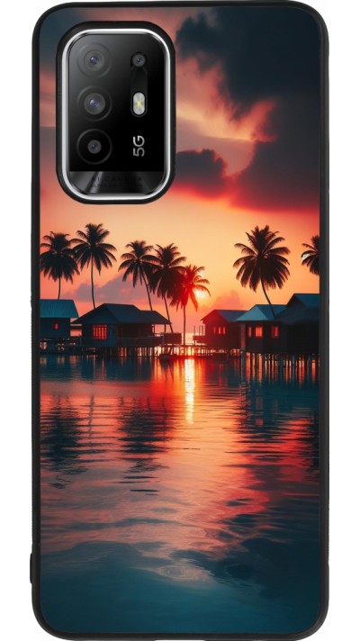 Coque OPPO F19 Pro+ - Silicone rigide noir Paradis Maldives