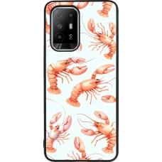 Coque OPPO F19 Pro+ - Silicone rigide noir Pattern de homards pastels