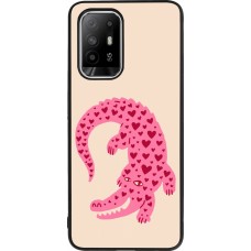 Coque OPPO F19 Pro+ - Silicone rigide noir Pink crocodile 2026