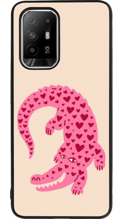 Coque OPPO F19 Pro+ - Silicone rigide noir Pink crocodile 2026