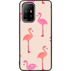Coque OPPO F19 Pro+ - Silicone rigide noir Pink Flamingos Pattern