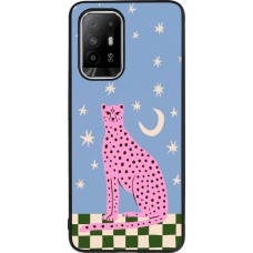 Coque OPPO F19 Pro+ - Silicone rigide noir Pink leopard with stars 2026