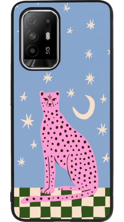 Coque OPPO F19 Pro+ - Silicone rigide noir Pink leopard with stars 2026