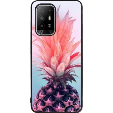 Coque OPPO F19 Pro+ - Silicone rigide noir Purple Pink Pineapple