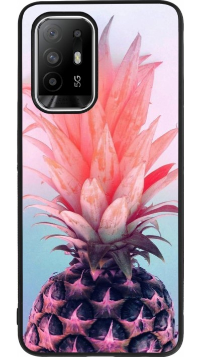 OPPO F19 Pro+ Case Hülle - Silikon schwarz Purple Pink Pineapple