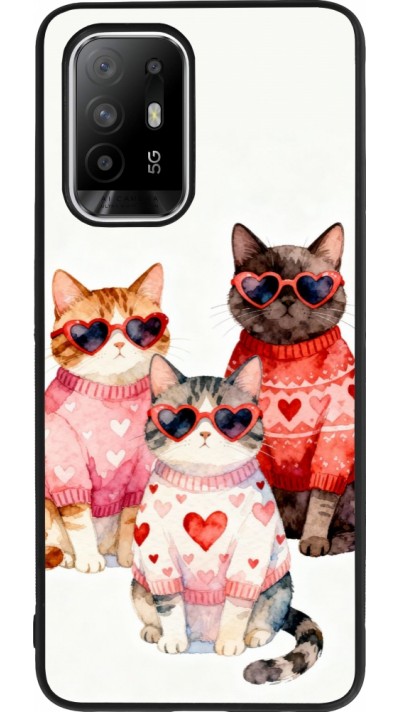 OPPO F19 Pro+ Case Hülle - Silikon schwarz Saint Valentines Day 26 Cat Love