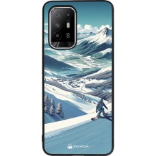 Coque OPPO F19 Pro+ - Silicone rigide noir Snowboarder Montagne