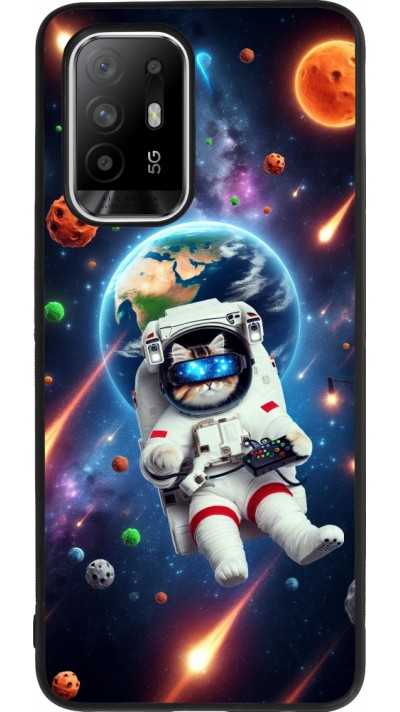 OPPO F19 Pro+ Case Hülle - Silikon schwarz VR SpaceCat Odyssee