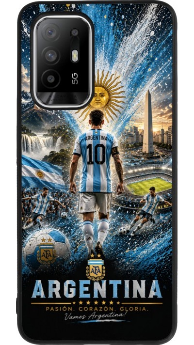OPPO F19 Pro+ Case Hülle - Silikon schwarz Fussball Argentinien splash 2026