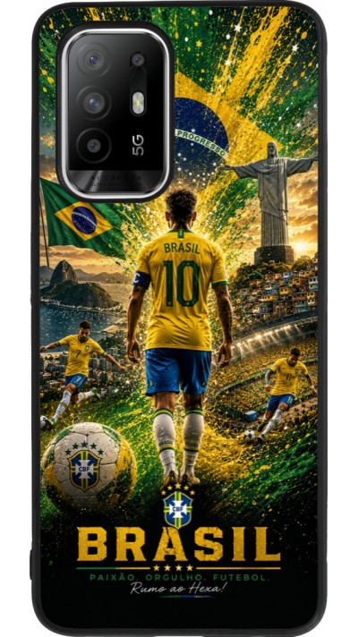 OPPO F19 Pro+ Case Hülle - Silikon schwarz Fussball Brasilien splash 2026