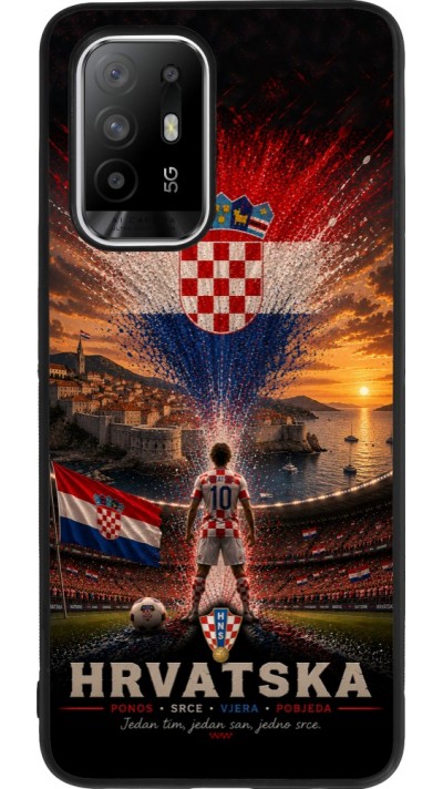 OPPO F19 Pro+ Case Hülle - Silikon schwarz Fussball Kroatien splash 2026
