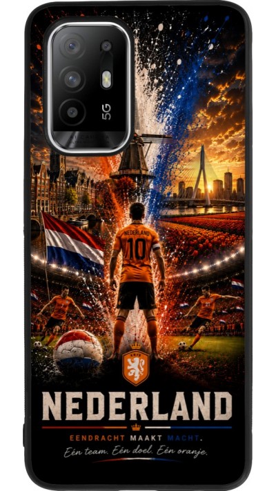 OPPO F19 Pro+ Case Hülle - Silikon schwarz Fussball Niederlande splash 2026