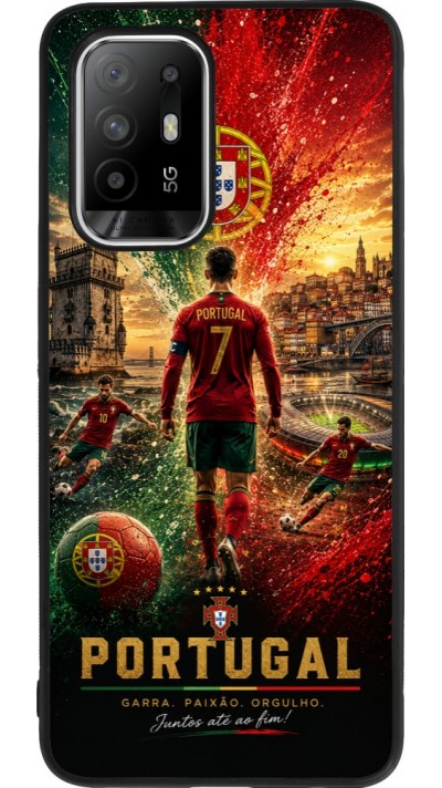 OPPO F19 Pro+ Case Hülle - Silikon schwarz Fussball Portugal splash 2026