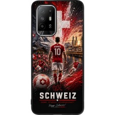OPPO F19 Pro+ Case Hülle - Silikon schwarz Fussball Schweiz splash 2026
