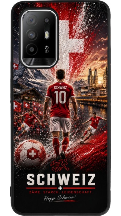 OPPO F19 Pro+ Case Hülle - Silikon schwarz Fussball Schweiz splash 2026