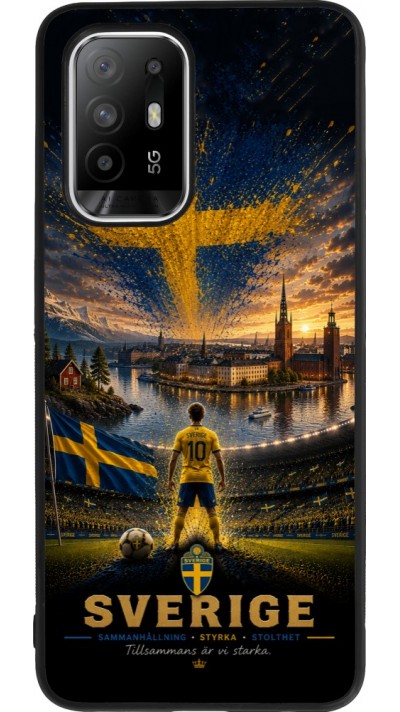 OPPO F19 Pro+ Case Hülle - Silikon schwarz Fussball Schweden splash 2026