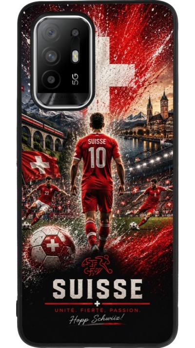 OPPO F19 Pro+ Case Hülle - Silikon schwarz Fussball Suisse splash 2026