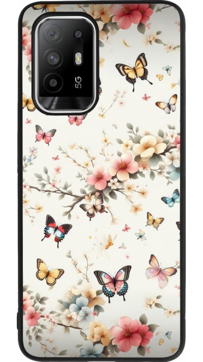 Coque OPPO F19 Pro+ - Silicone rigide noir Spring 25 Papillons Légers