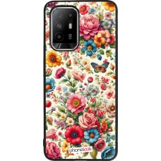 Coque OPPO F19 Pro+ - Silicone rigide noir Spring 25 printemps fleuri