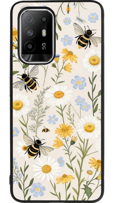 OPPO F19 Pro+ Case Hülle - Silikon schwarz Pattern bees Spring 2026