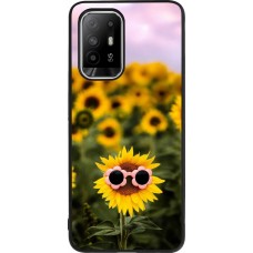 OPPO F19 Pro+ Case Hülle - Silikon schwarz Sunflower with glasses Spring 2026