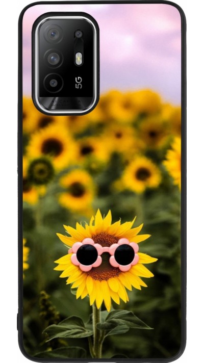 OPPO F19 Pro+ Case Hülle - Silikon schwarz Sunflower with glasses Spring 2026