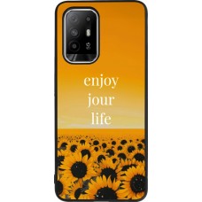 Coque OPPO F19 Pro+ - Silicone rigide noir Summer 2025 Enjoy your life