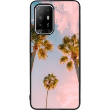 Coque OPPO F19 Pro+ - Silicone rigide noir Summer 2025 Palmiers